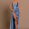 Prom Formal Party Dress V Neck Long Satin Ball