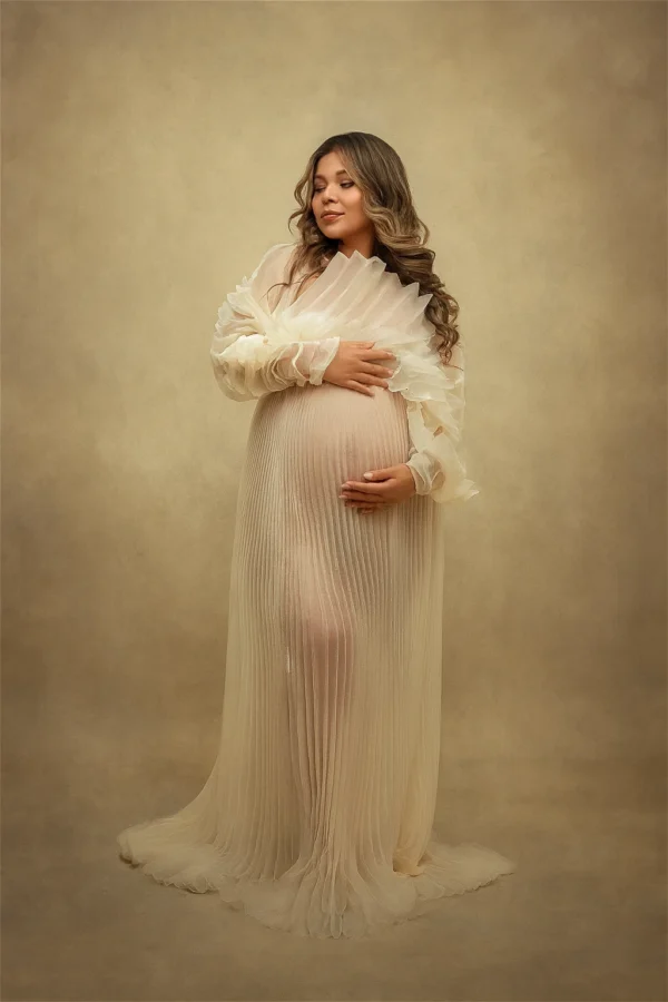 Luna Bloom Pleated Gown