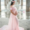Elegant Maternity Gown Split Front Photography Dress