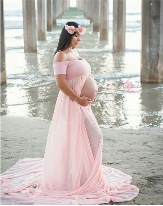 3422050848268.jpg Elegant Maternity Gown Split Front Photography Dress