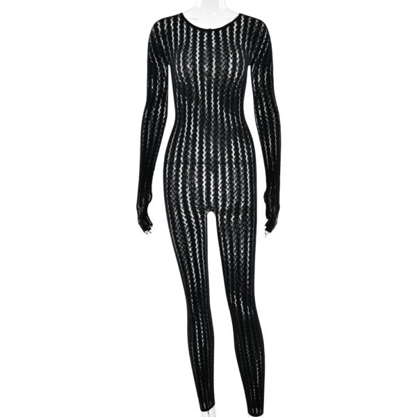Sophia Long-Sleeve Jacquard Jumpsuit