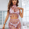 Galia Fashion Sweet And Spicy Halter Gem Two-piece Suit