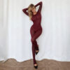 Sophia Long-Sleeve Jacquard Jumpsuit