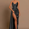 Prom Formal Party Dress V Neck Long Satin Ball