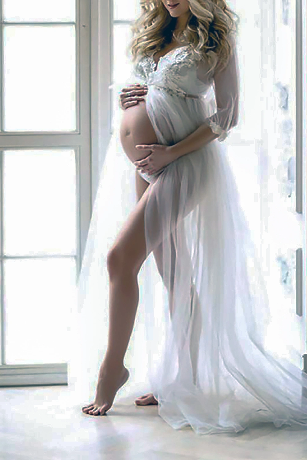 lmd-carolina-long-dress Carolina Women Wide Hem Lace Lace Mesh Dress