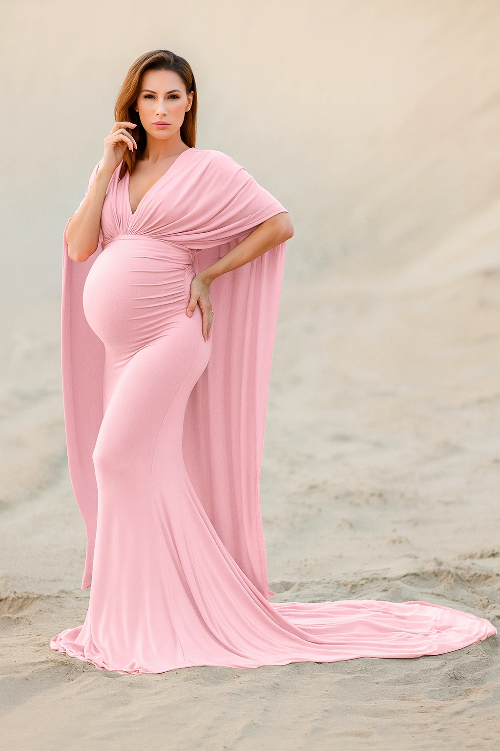 lmd-helen-dress Helen Off-neck Cape Long Dress