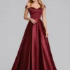 V-Neck Solid Color Long Vintage Gown Dress