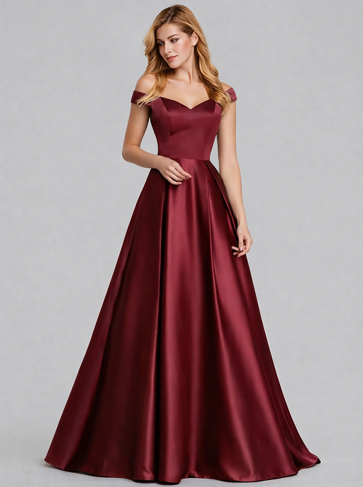 V-Neck Solid Color Long Vintage Gown Dress