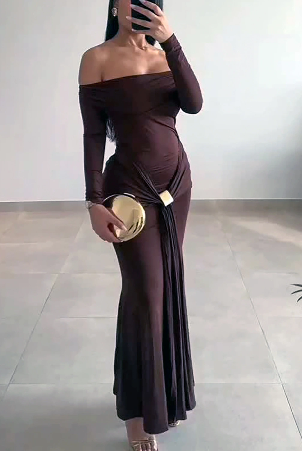 lmd-tania-long-dress Tania Off-the-shoulder Long-sleeved Dress